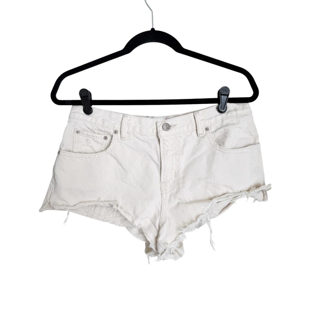 BDG Urban Outfitters Low Rise Cut-Off Denim Shorts | Size 28 | White/Ecru